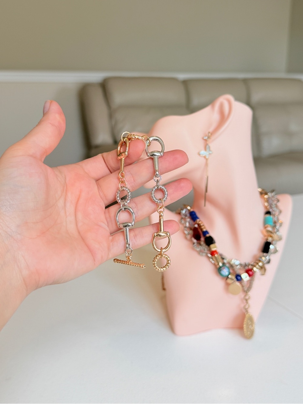 Gold and Silver Link Charm Bracelet - Picture 8 of 10